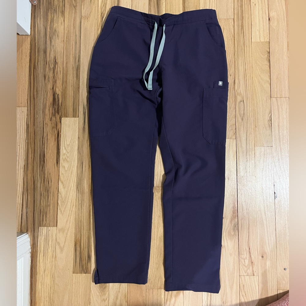 figs eggplant purple straight leg scrub pants